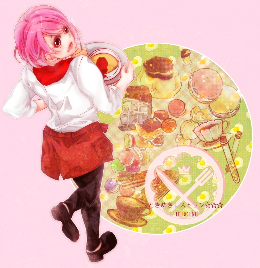 brown_eyes, heroine_(tokimeki_restaurant), inekome, pink_hair, tokimeki_restaurant