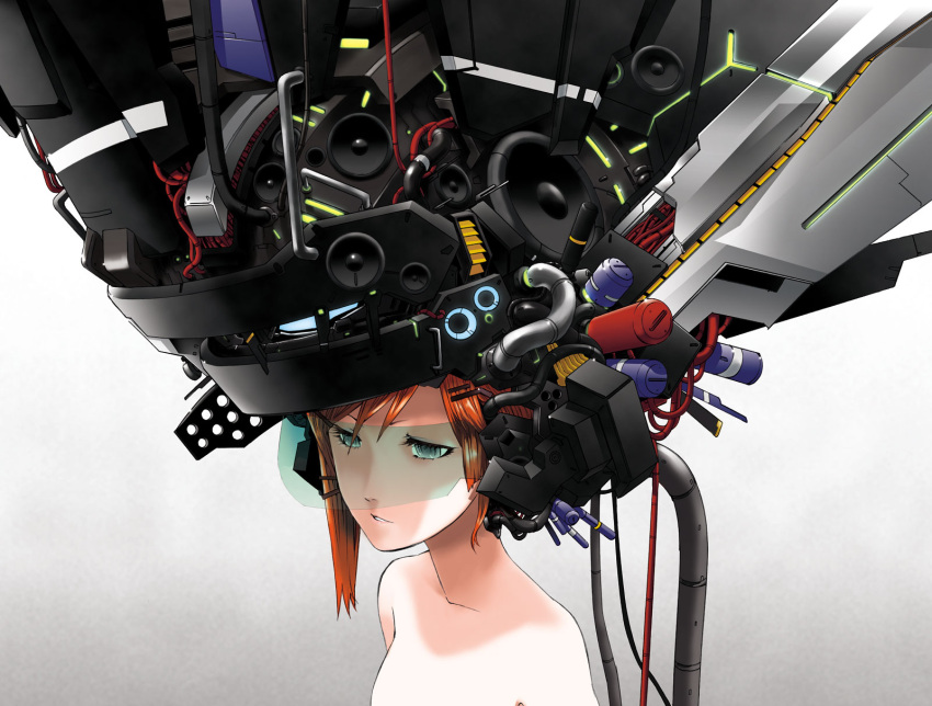 ak2, empty_eyes, head_mounted_display, highres, orange_hair, original, short_hair, technology