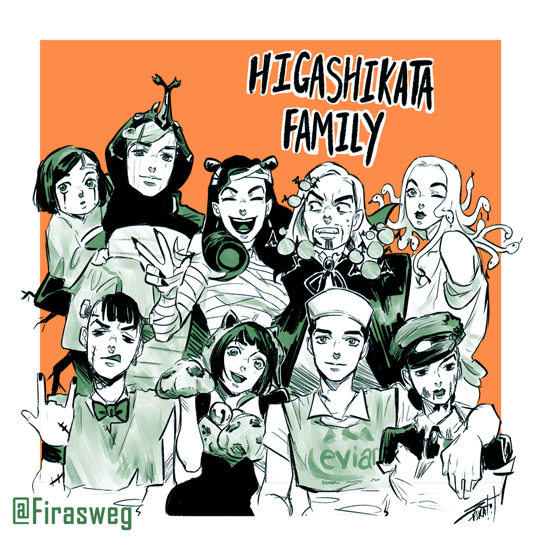 animal_ears, arm_around_neck, clenched_teeth, double_bun, drill_hair, fake_animal_ears, family, father_and_son