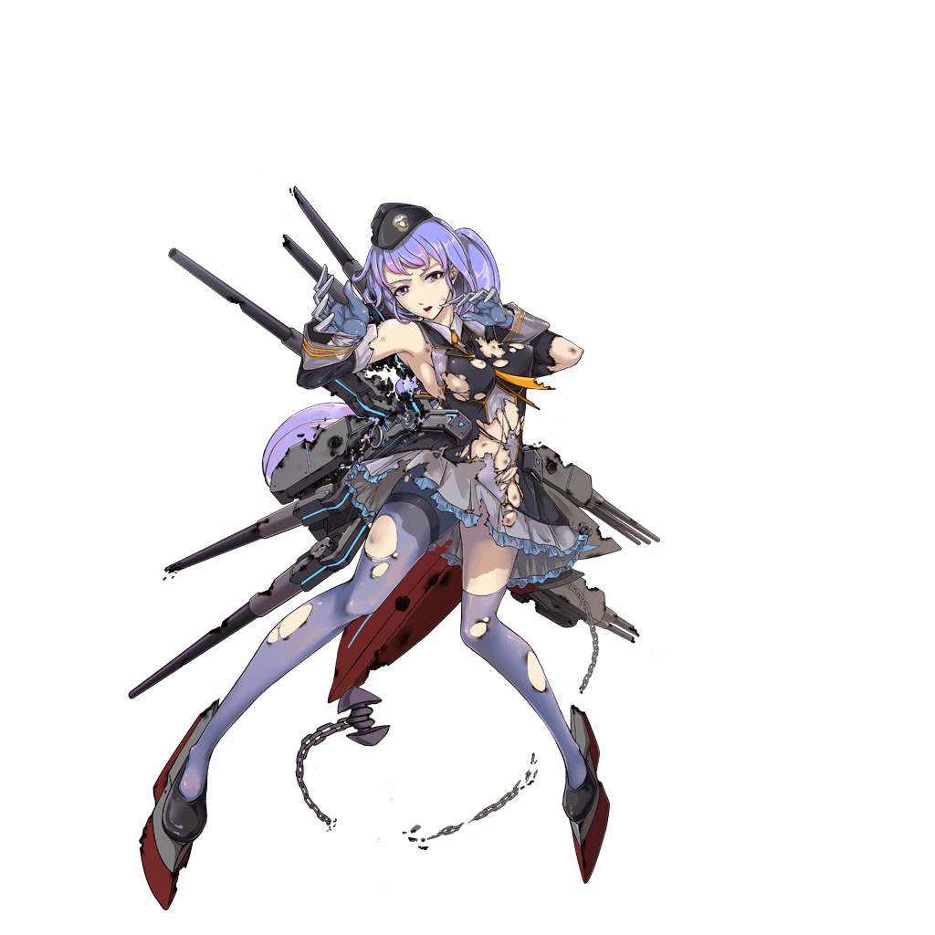 1girl, anchor, asymmetrical_legwear, asymmetrical_sleeves, between_breasts, black_dress, black_hat, black_shoes