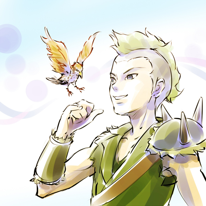 1boy, bird, bird_on_hand, highres, iesupa, russel_thrush, rwby, smile