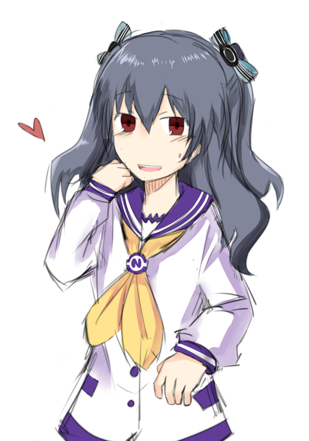 1girl, black_hair, blush, cosplay, highres, nepgear, nepgear_(cosplay), neptune_(series)