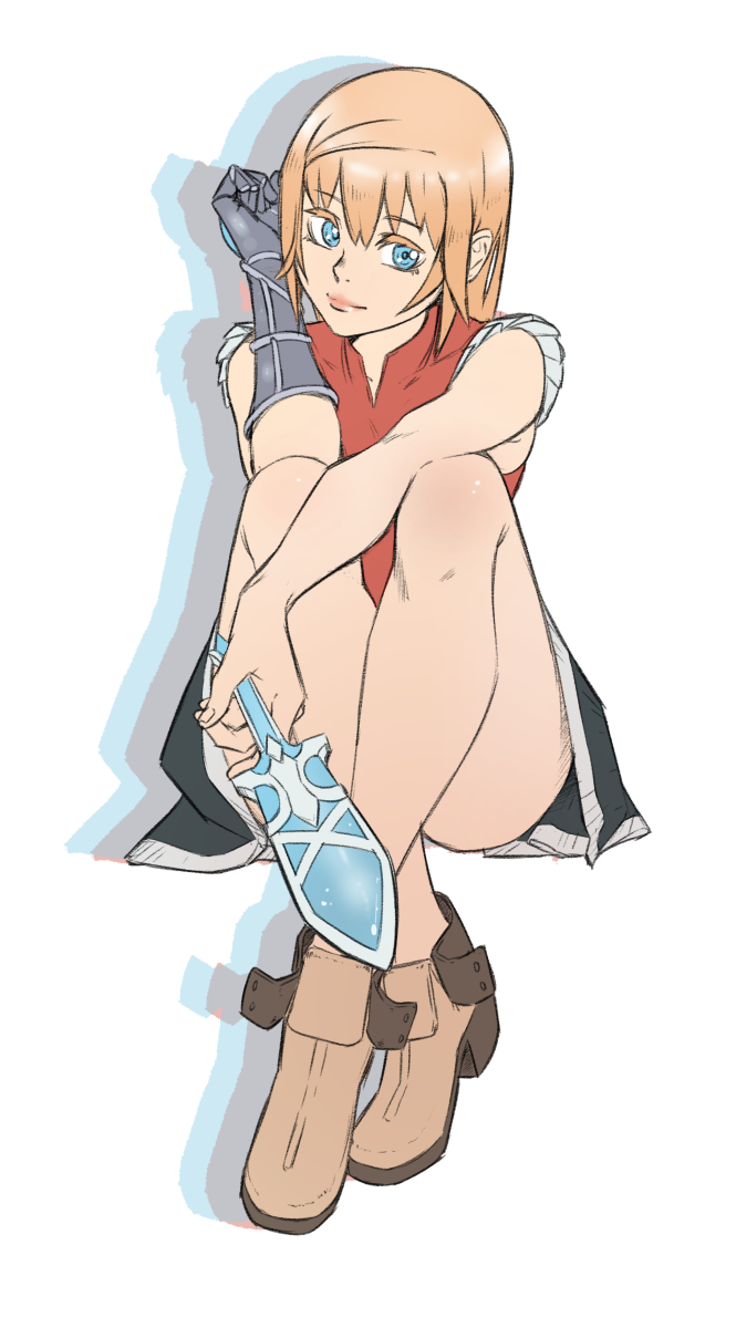 1girl, blonde_hair, blue_eyes, dagger, final_fantasy, highres, imdsound, reynn_(world_of_final_fantasy)