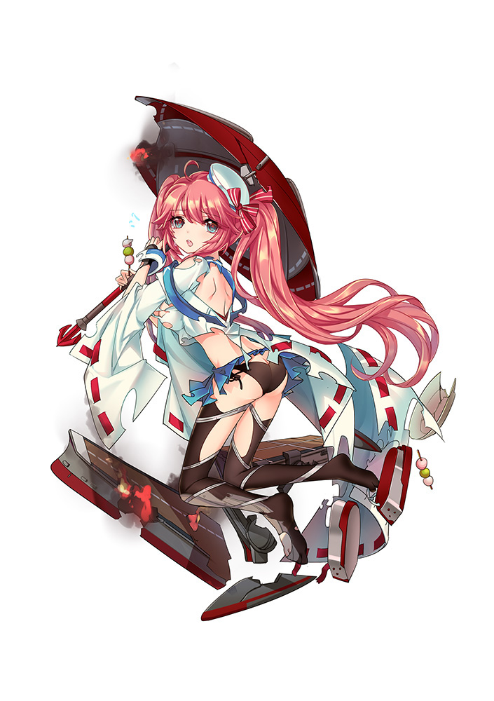 1girl, 8rats, ahoge, ass, back, black_legwear, black_panties, blue_eyes