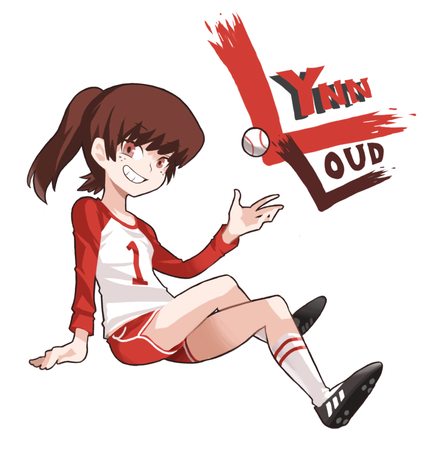 artist_request, baseball, brown_hair, lynn_loud, ponytail, shorts, smile, the_loud_house
