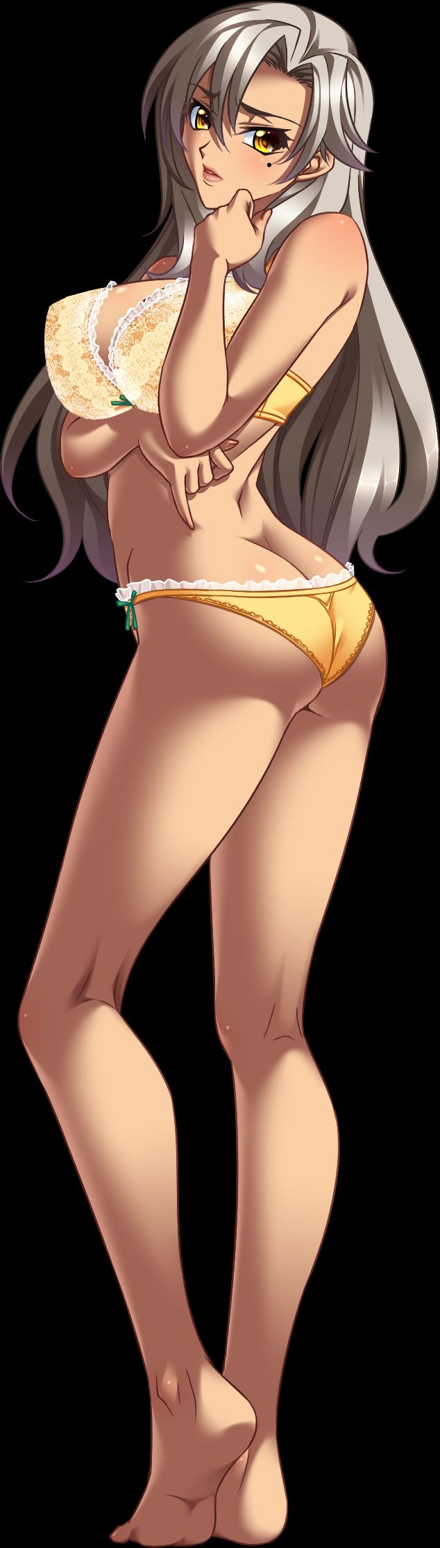 1girl, ass, bishop_(company), breasts, butt_crack, dark_skin, female, full_body