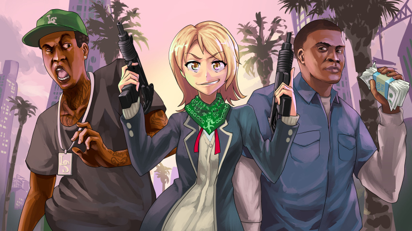 franklin_clinton, grand_theft_auto, grand_theft_auto_v, isshiki_iroha, lamar_davis, triple-q, yahari_ore_no_seishun_lovecome_wa_machigatteiru.
