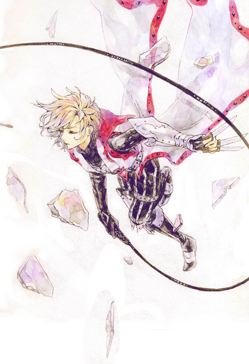 1boy, blonde_hair, boots, breastplate, castlevania, castlevania:_lament_of_innocence, closed_eyes, coat