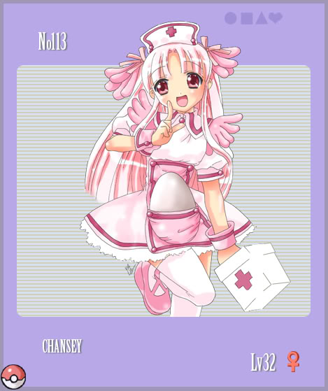 chansey, joy, nurse, nurse_uniform, pink, pink_hair, pokemon, uniform
