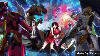 2girls, angelise_ikaruga_misurugi, animated, animated_gif, bodysuit, cross_ange, multiple_girls, saint_seiya