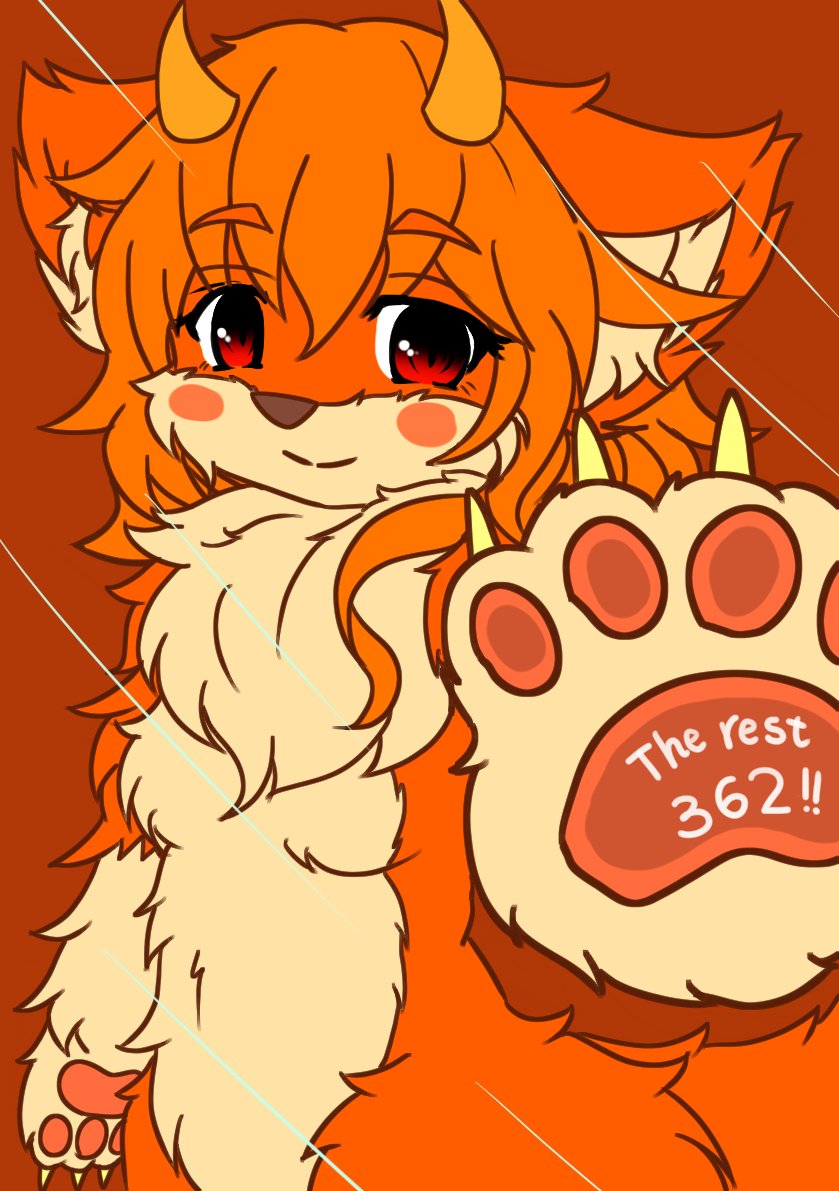 artist_request, dog, furry, horns, original, paw, red_eyes, redhead