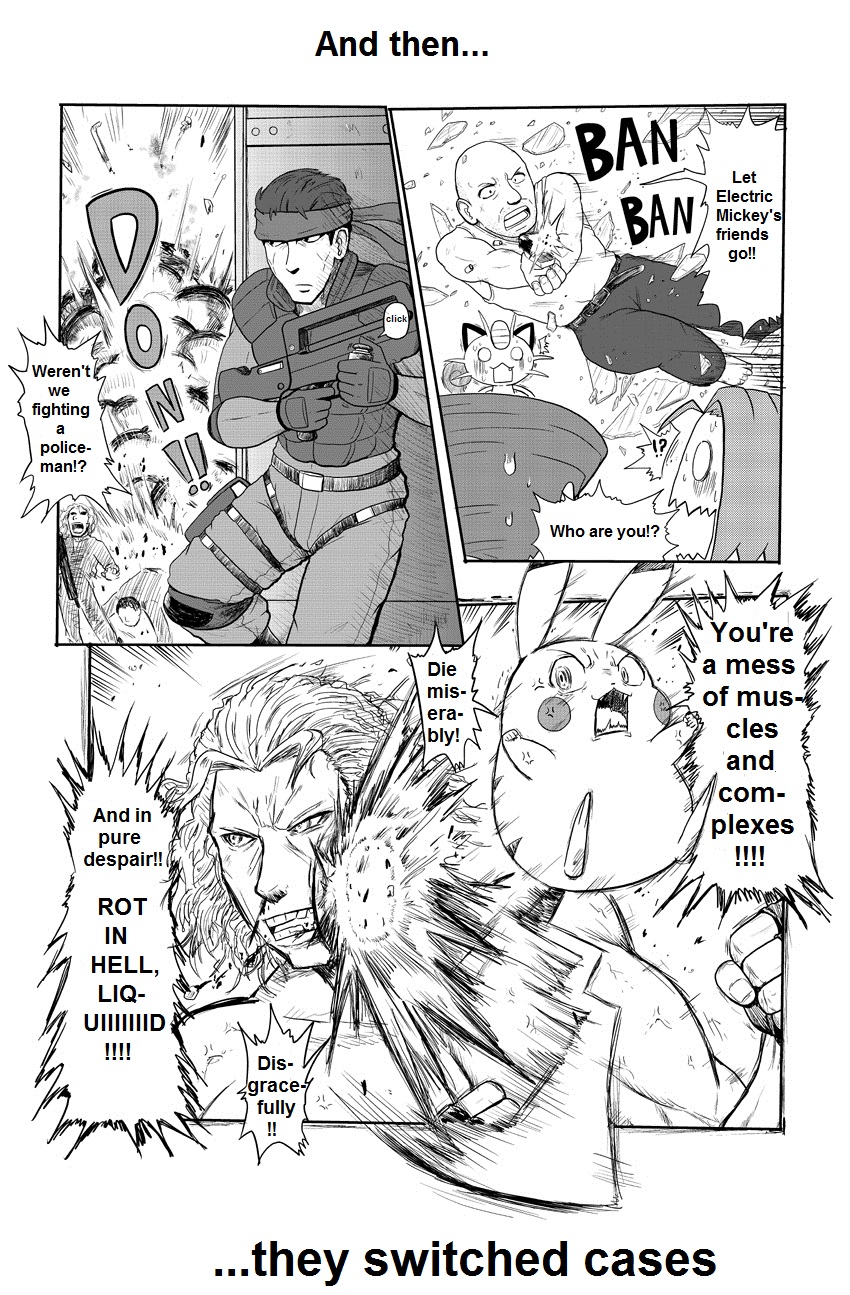 comic, crossover, die_hard, gouguru, john_mcclane, kojirou_(pokemon), liquid_snake, metal_gear
