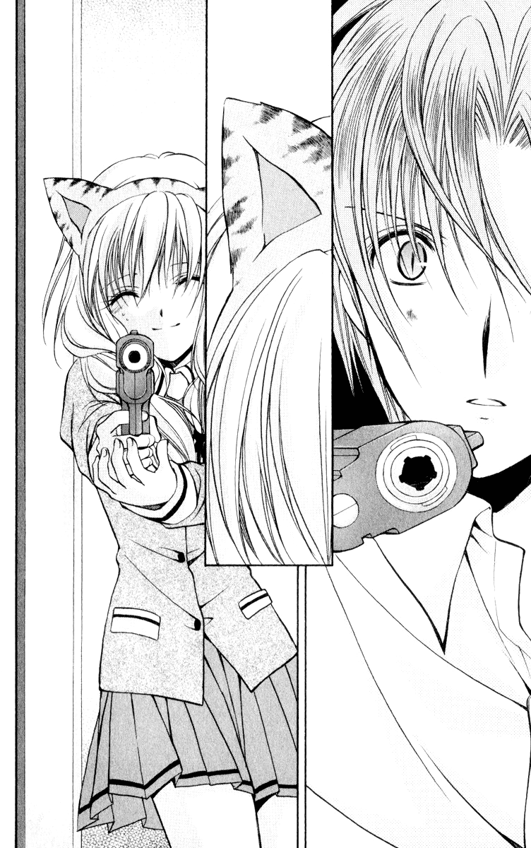 gun, highres, kanone_hilbert, manga, mizuno_eita, monochrome, pov_aiming, school_uniform