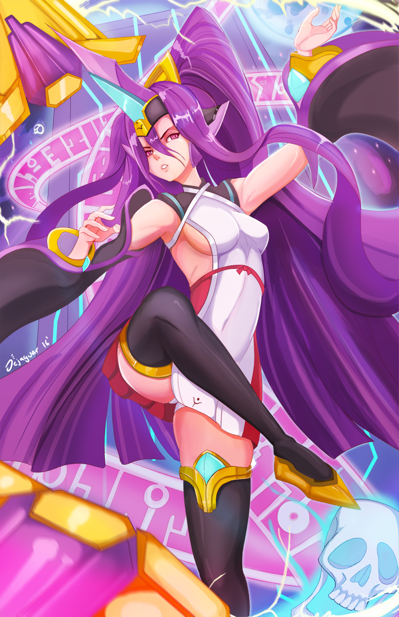 1girl, arc_system_works, bare_shoulders, blazblue, blazblue:_central_fiction, breasts, dejaguar, detached_sleeves