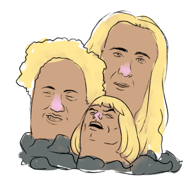alolan_dugtrio, blonde_hair, dugtrio, giorgio_tsoukalos, he-man, long_hair, meme, nicholas_cage, no_humans, pokemon, pokemon_(creature), pokemon_sm, short_hair, tagme, what