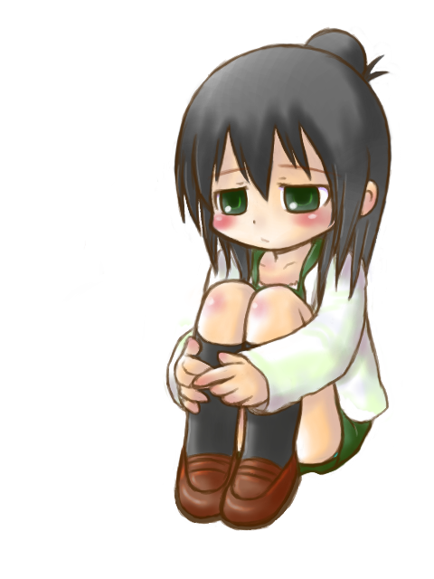 1girl, akita_shoten, beretta_(kokoaka), black_hair, blush, child, closed_mouth, female