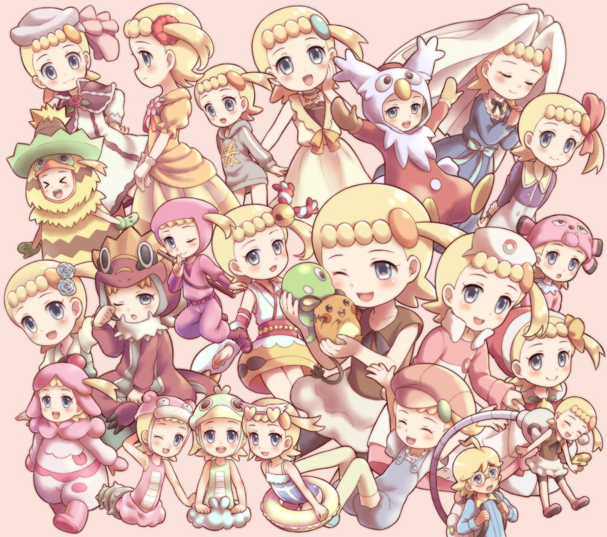 >_<, 1boy, 1girl, age_difference, alternate_costume, bare_shoulders, bike_shorts, blonde_hair