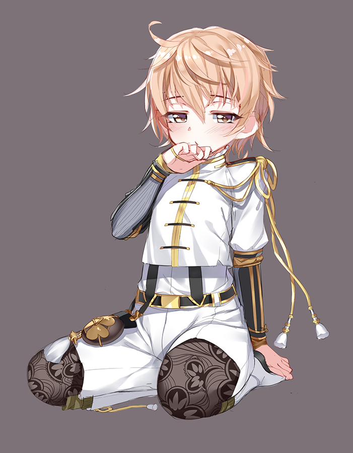 1boy, belt, blonde_hair, blush, boots, child, full_body, gendo0033
