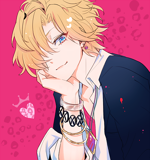 1boy, amo_(yellowpink_a), blonde_hair, blue_eyes, bracelet, closed_mouth, collared_shirt, diabolik_lovers