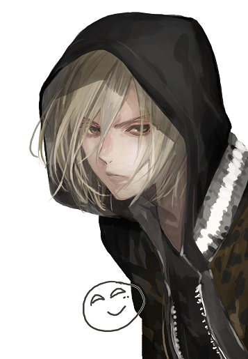 1boy, animal_print, aqua_eyes, blonde_hair, hoodie, ishizuekachiru, leopard_print, male_focus