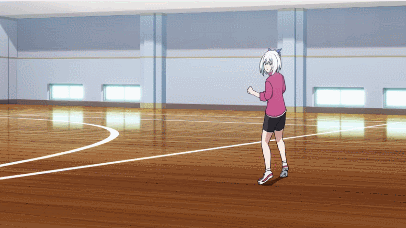 1girl, animated, animated_gif, ass, hip_attack, keijo!!!!!!!!, miyata_sayaka, white_hair
