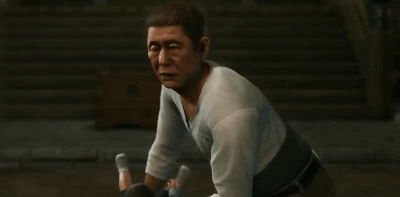 2boys, animated, animated_gif, baby, black_hair, kitano_takeshi, multiple_boys, outdoors
