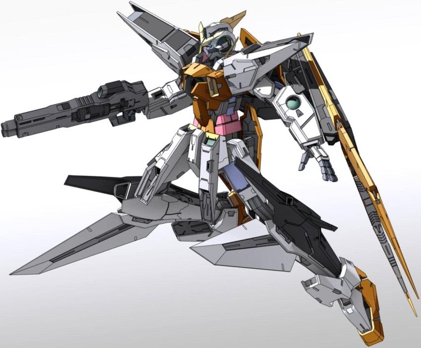 absurdres, beam_rifle, energy_gun, grey_background, gun, gundam, gundam_00, kyrios