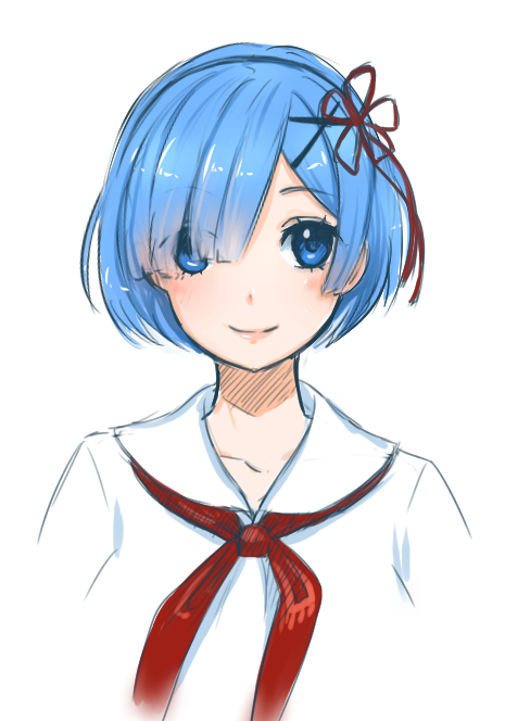 1girl, blue_eyes, blue_hair, orikanekoi, pioneer, re:zero_kara_hajimeru_isekai_seikatsu, rem_(re:zero)
