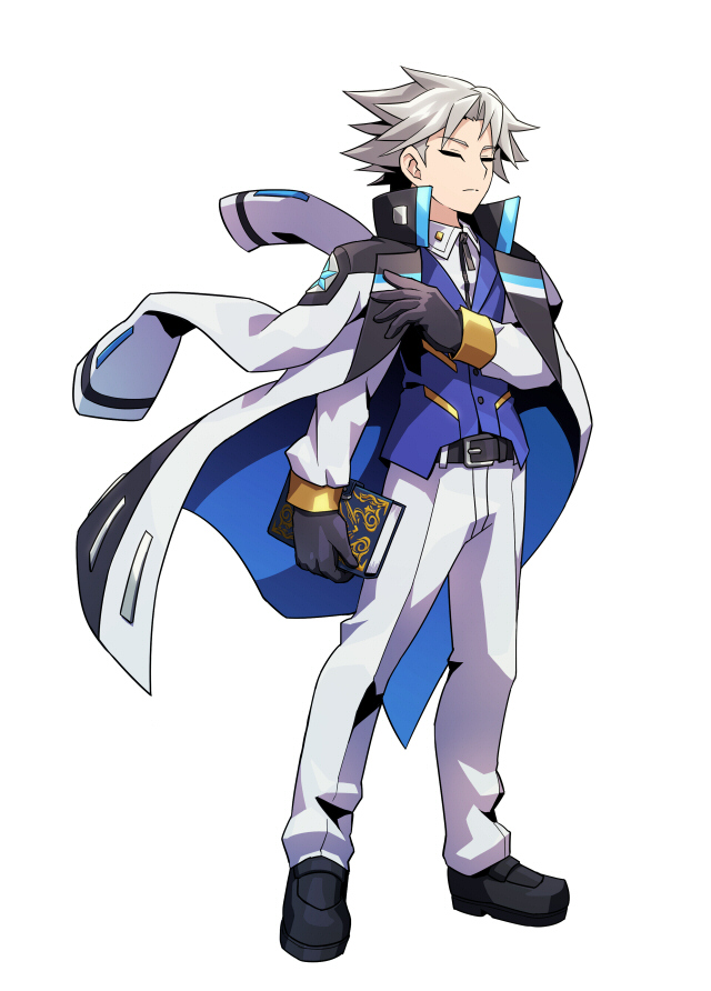1boy, azure_striker_gunvolt, belt, book, closed_eyes, coat, gloves, grey_hair