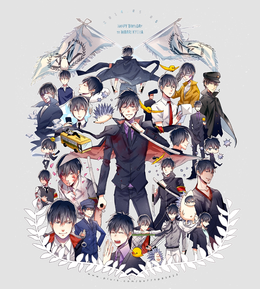 1boy, 2014, animal_on_shoulder, bandage, bird, black_hair, blood, blood_on_face