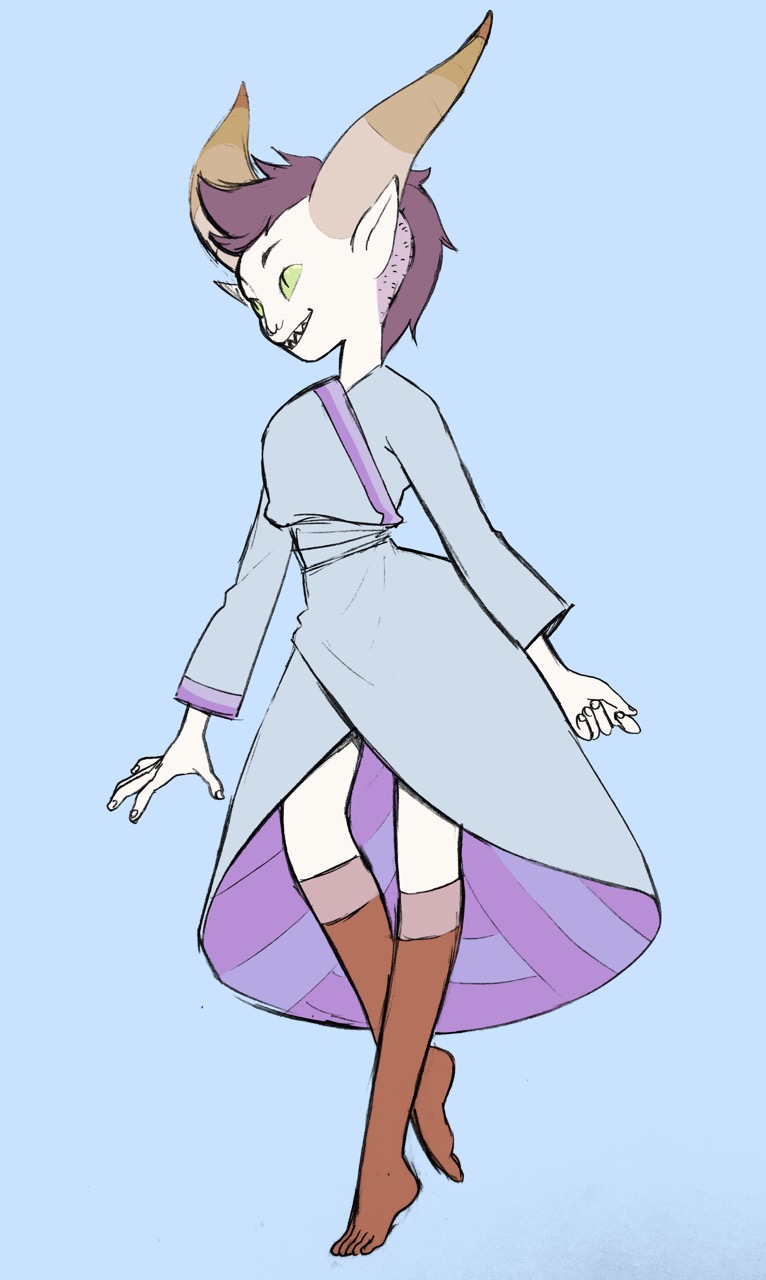 1girl, adventure_time, bandit_princess, cat_eyes, demon_girl, dress, fangs, female