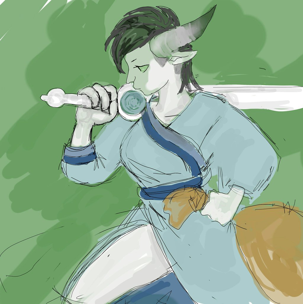 adventure_time, bandit_princess, cat_eyes, demon_girl, green_sclera, horns, mohawk, oni