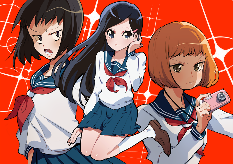 3girls, black_hair, brown_hair, kurata_tome, mezato_ichi, mob_psycho_100, multiple_girls, takane_tsubomi