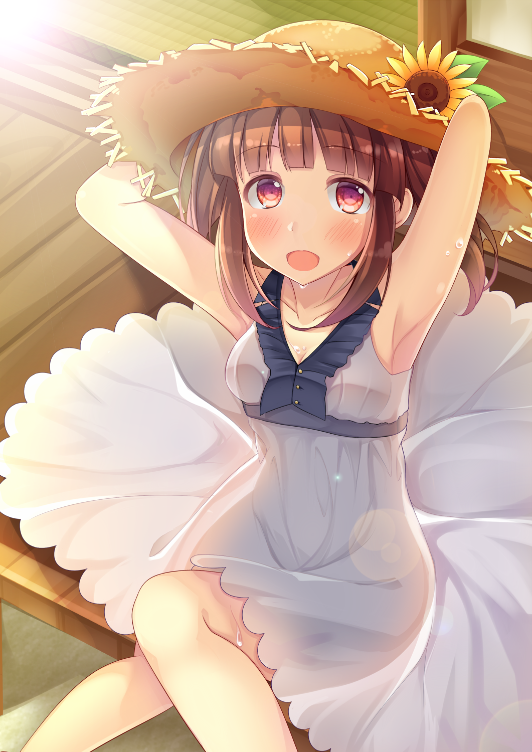 dress, futatsukiaiji, hat, highres, idolmaster, idolmaster_cinderella_girls, ogata_chieri, straw_hat