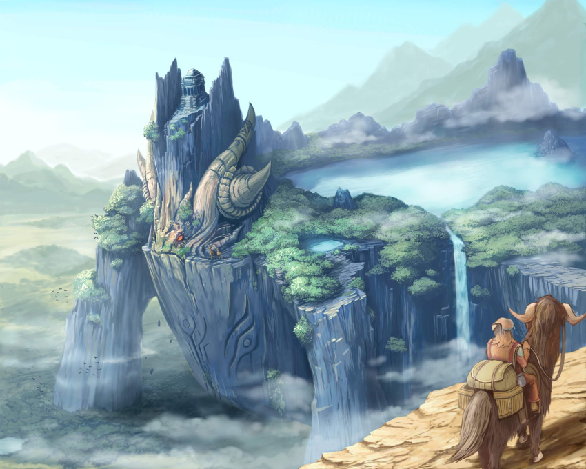 epic, fantasy, highres, lake, landscape, original, scenery, tanigawa_hiroshi