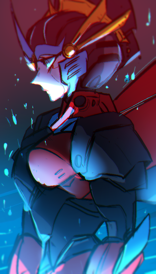 1girl, autobot, blue_eyes, breasts, headdress, mecha, mecha_girl, no_humans