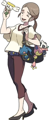 brown_hair, dolls, npc_trainer, official_art, pokefan, pokemon, ponytail, sugimori_ken