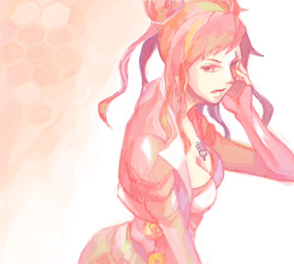 1girl, argilla, atlus, breasts, cleavage, digital_devil_saga, female, gradient