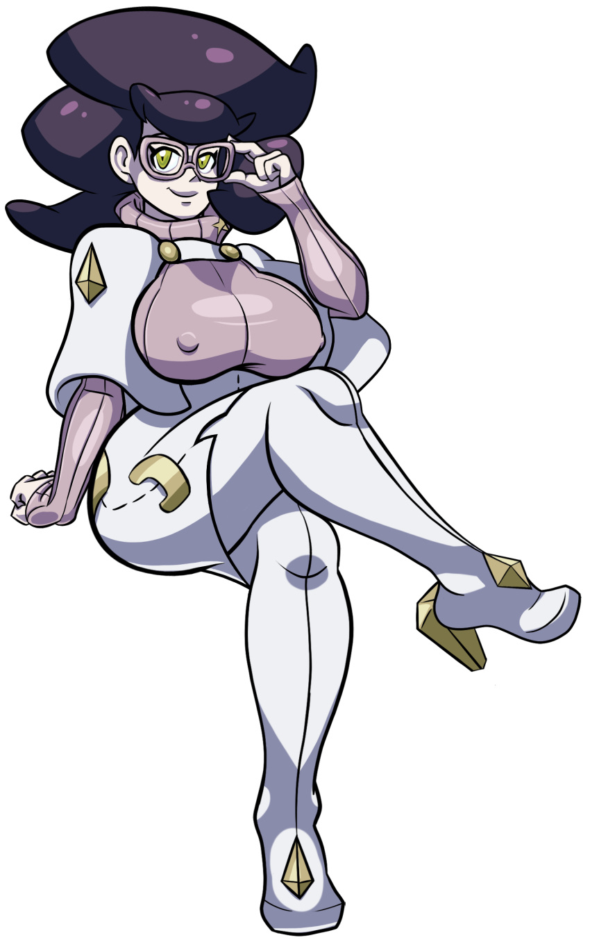 1girl, breasts, clothing, curvy, diamonds, eyewear, female, fluffy