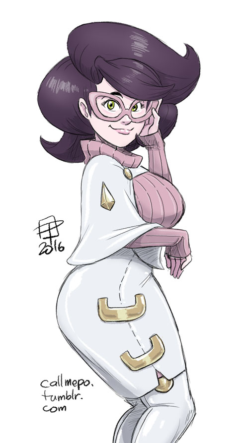 10s, 1girl, artist_name, call_me_po, glasses, pokemon, pokemon_(game), pokemon_sm, purple_hair, wicke_(pokemon)