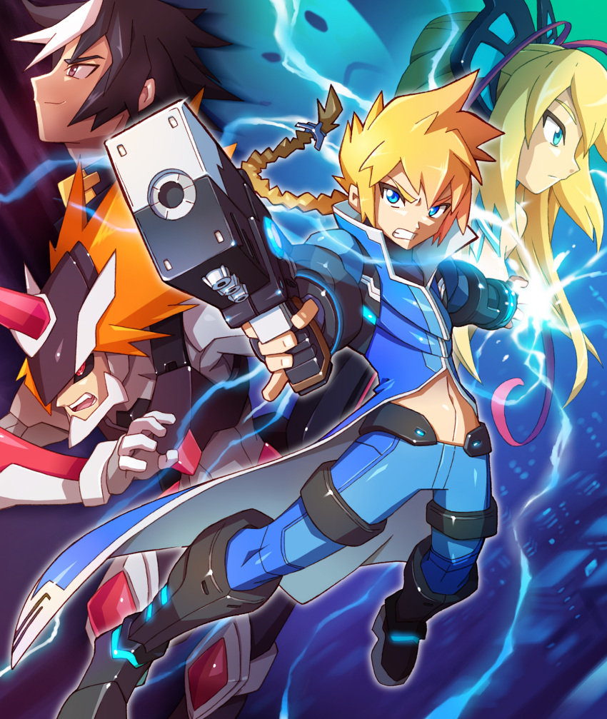 azure_striker_gunvolt, daytona_(gunvolt), gunvolt, lumen_(gunvolt), shiden_(gunvolt)