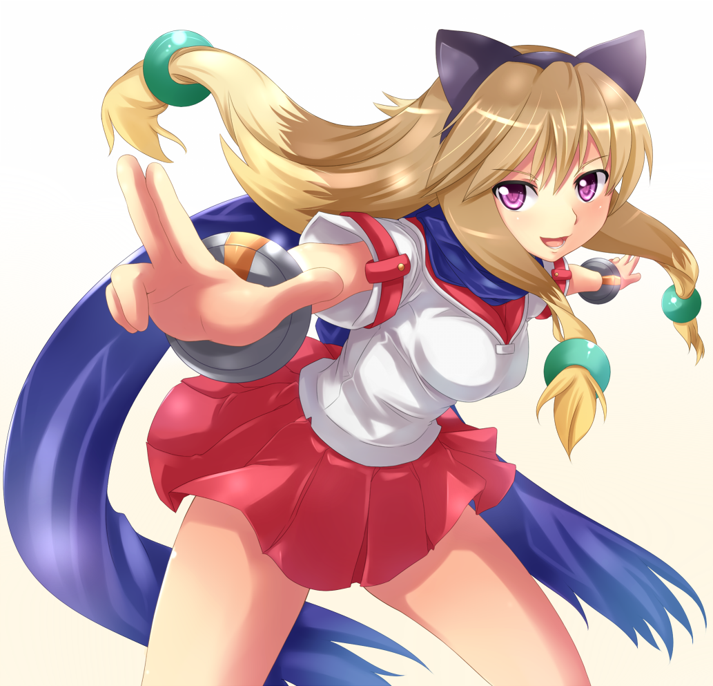 1girl, animal_ears, aq_interactive, arcana_heart, arcana_heart_2, bracelet, breasts, brown_hair