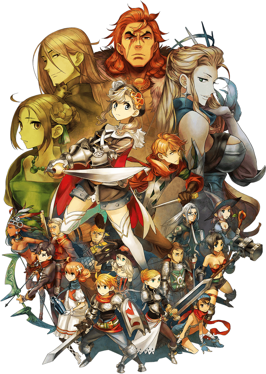 6+boys, 6+girls, archer, armor, arrow, blonde_hair, bow_(weapon), breasts, cleavage, dagger, dress, everyone, flint_poker, gladius_ringland, glasses, gloves, godfrey_sforza, graham_berngarde, grand_knights_history, greaves, hammer, holding_weapon, julius_wiseman, king, large_breasts, lillia_sforza, long_gloves, mage, multiple_boys, multiple_girls, official_art, precia_teller, queen, redhead, shield, shoes, short_hair, simple_background, soldier, sword, tagme, transparent_background, weapon, white_legwear, witch_hat