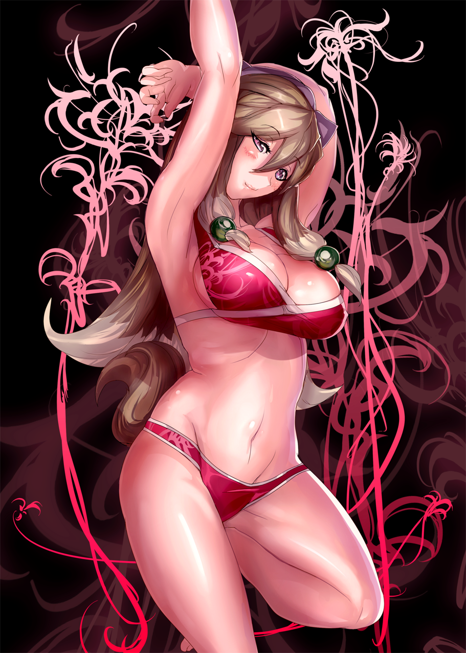 1girl, animal_ears, aq_interactive, arcana_heart, arcana_heart_2, artist_request, bikini, breasts