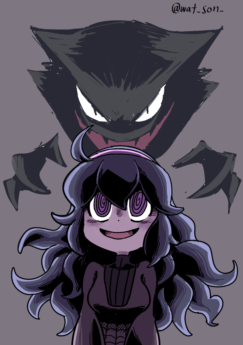 10s, 1girl, black_hair, hairband, haunter, hex_maniac_(pokemon), long_hair, npc_trainer