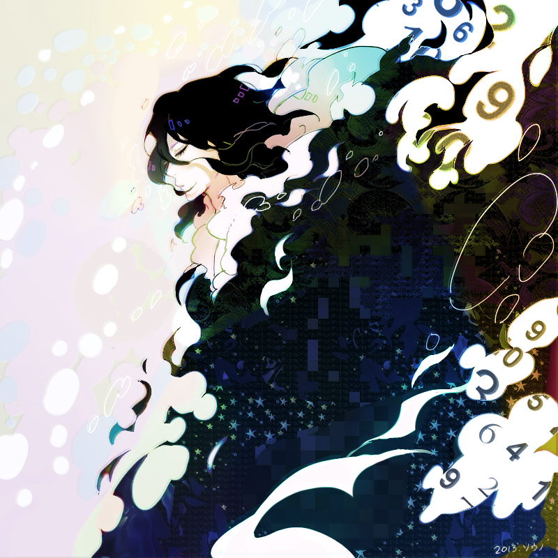1boy, black_hair, bleach, closed_eyes, dated, male_focus, number, personification