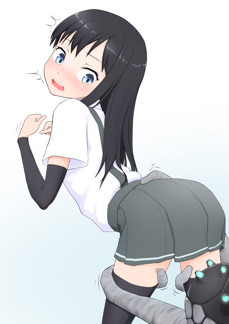 1girl, asashio_(kantai_collection), black_hair, blush, child, eyebrows, kantai_collection, kurokaji