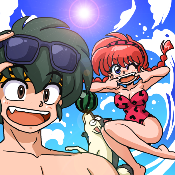 1boy, 1girl, bangs, blue_eyes, braid, breasts, brother_and_sister, dog
