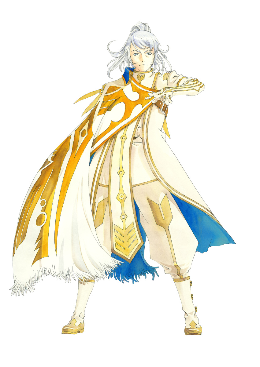 1boy, absurdres, artorius_collbrande, highres, official_art, ponytail, silver_hair, solo