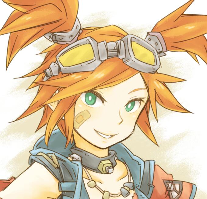 1girl, borderlands, borderlands_2, choker, gaige, goggles, green_eyes, orange_hair, solo, twintails, ziro_(daydozen)